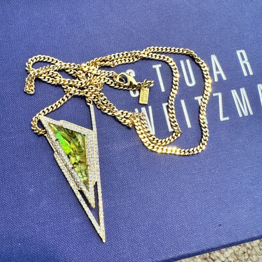 Alexis Bittar Origami Crystal Geometric Stepped Pyramid Spike Pendant Necklace